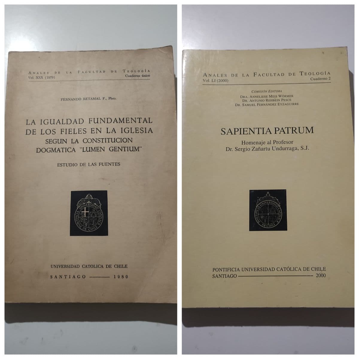 Dos Anales de la Facultad de Teología Universidad Católica de Chile.